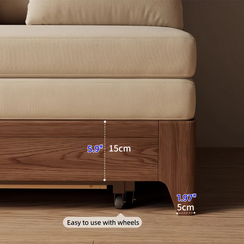 3-in-1-Schlafsofa mit stabilem Metallrahmen und Stauraum darunter
