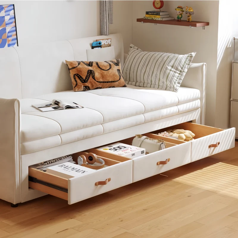 Modernes Polsterschlafsofa mit Stauschubladen darunter