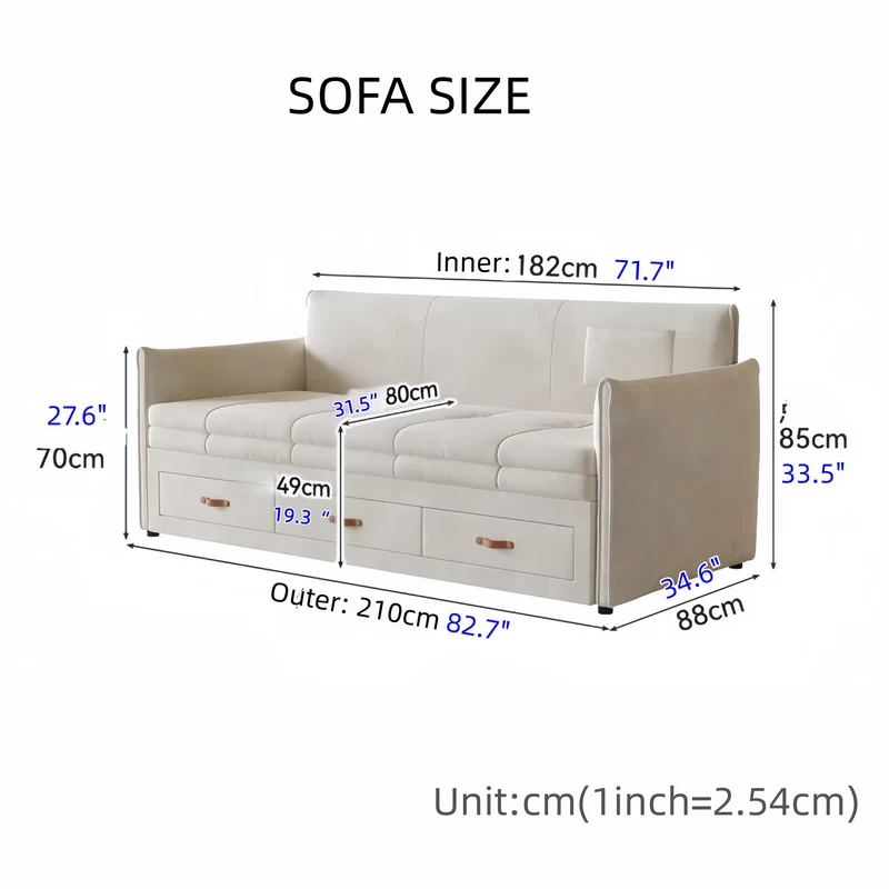 Modernes Polsterschlafsofa mit Stauschubladen darunter