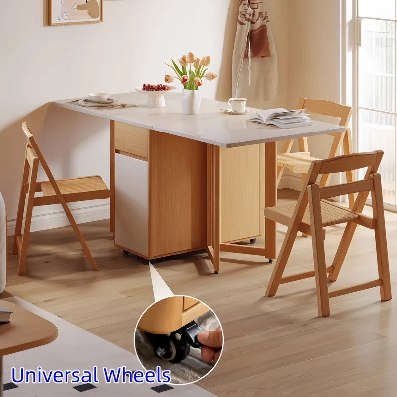 Sideboard-Schrank mit doppelseitigem Klapptisch und 4 Klappstühlen