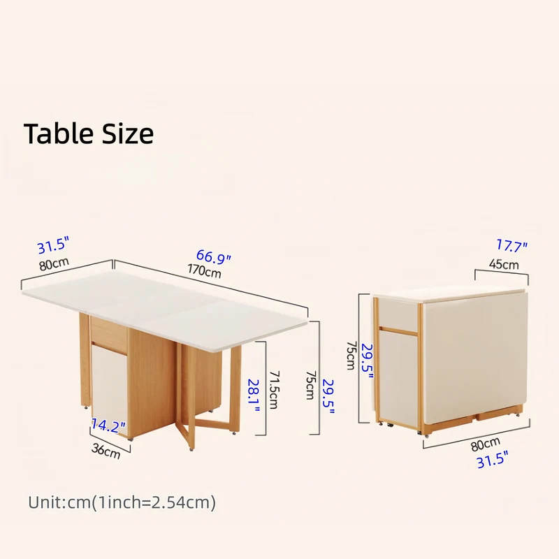 Sideboard-Schrank mit doppelseitigem Klapptisch und 4 Klappstühlen