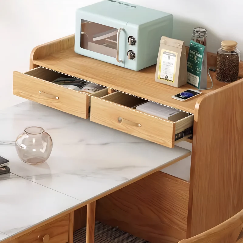 Doppelt klappbarer Esstisch mit Sideboard und 4 Klappstühlen