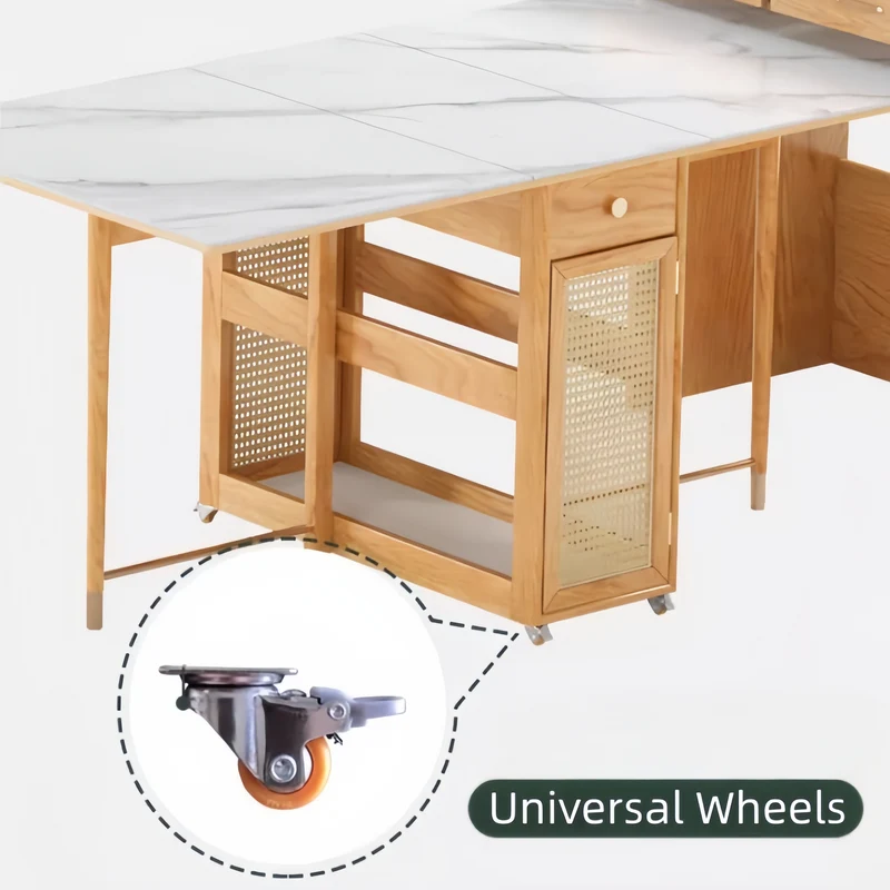 Doppelt klappbarer Esstisch mit Sideboard und 4 Klappstühlen