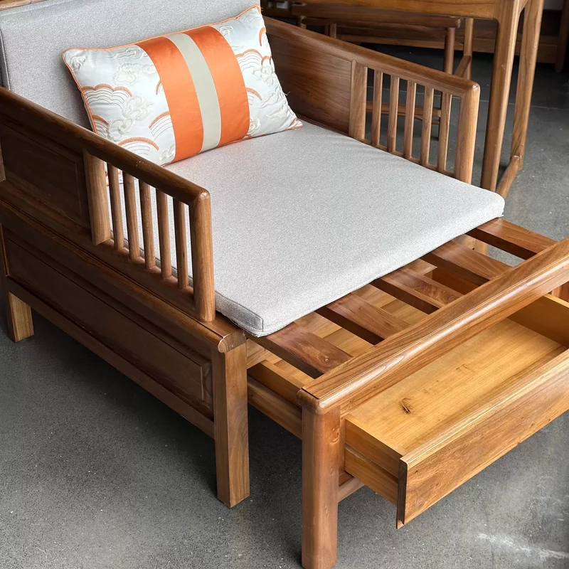 Zweisitzer-Sofa/Tagesbett aus massivem Ulmenholz mit Stauraum darunter
