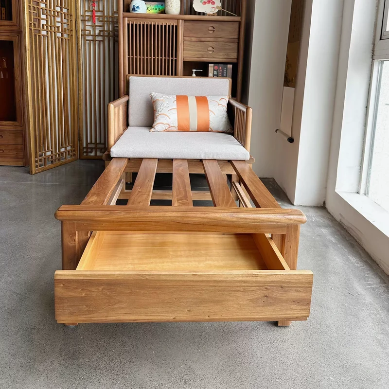 Zweisitzer-Sofa/Tagesbett aus massivem Ulmenholz mit Stauraum darunter