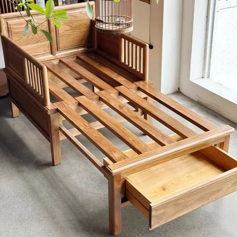 Zweisitzer-Sofa/Tagesbett aus massivem Ulmenholz mit Stauraum darunter
