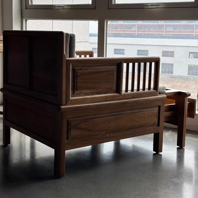 Zweisitzer-Sofa/Tagesbett aus massivem Ulmenholz mit Stauraum darunter