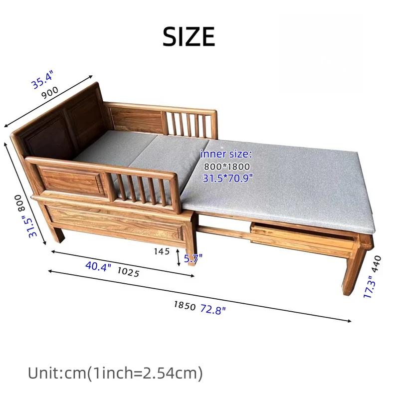 Zweisitzer-Sofa/Tagesbett aus massivem Ulmenholz mit Stauraum darunter