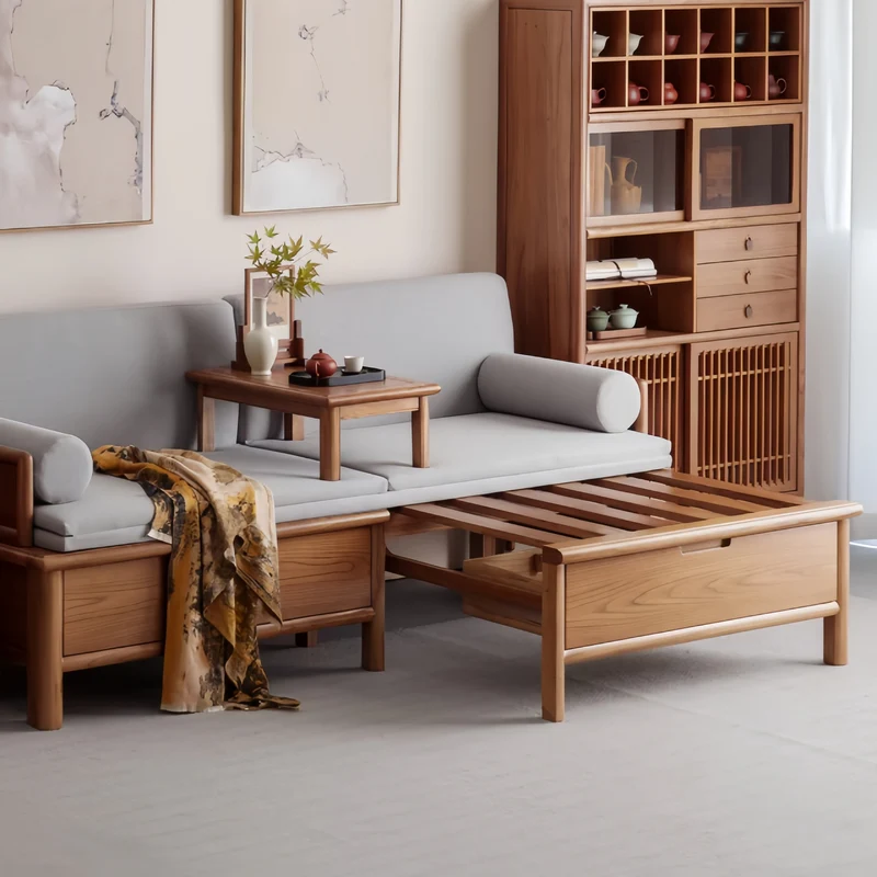 3-in-1-Arhat-Bett aus Massivholz mit Stauschubladen darunter
