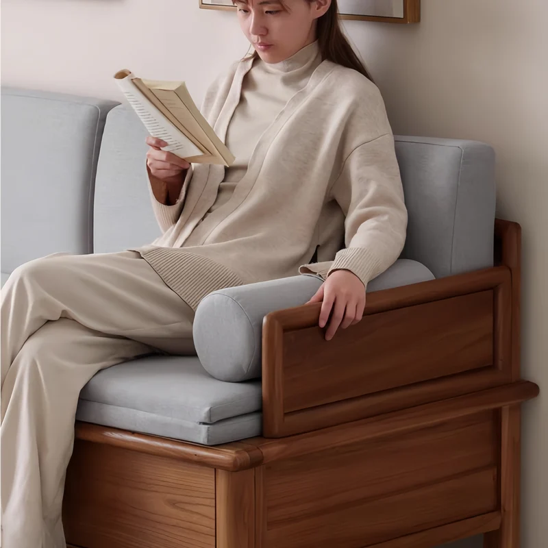 3-in-1-Arhat-Bett aus Massivholz mit Stauschubladen darunter