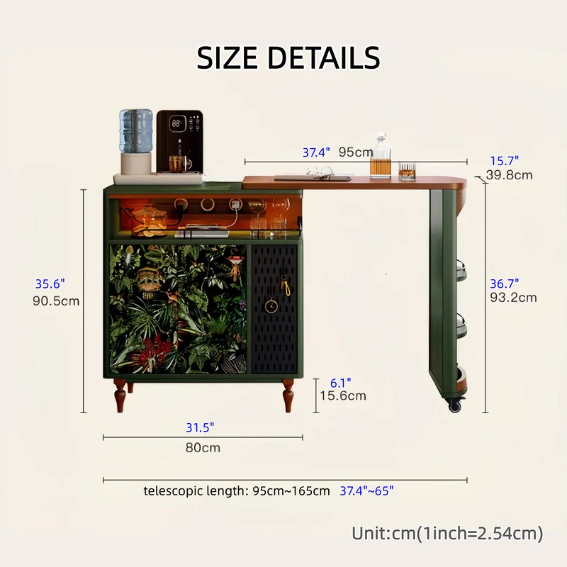Drehbarer Bartisch im nordischen Retro-Stil mit doppelseitigem Staufach