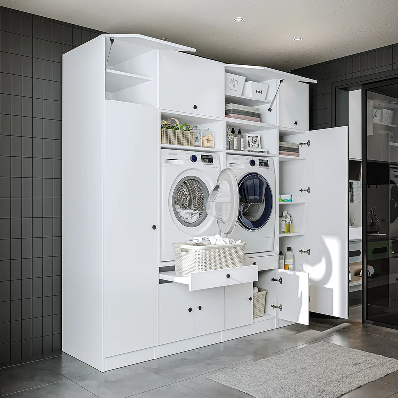 Roomart Waschmaschinenschrank SERIE 1, 224 cm, Schrankwand für zwei Geräte, in 3 Farben