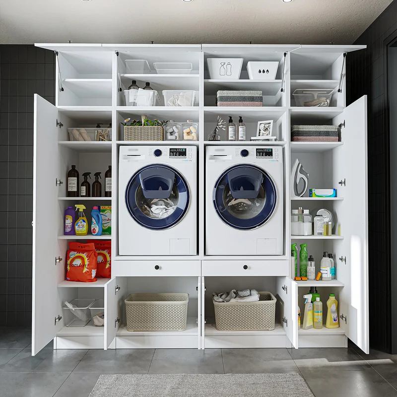 Roomart Waschmaschinenschrank SERIE 1, 224 cm, Schrankwand für zwei Geräte, in 3 Farben