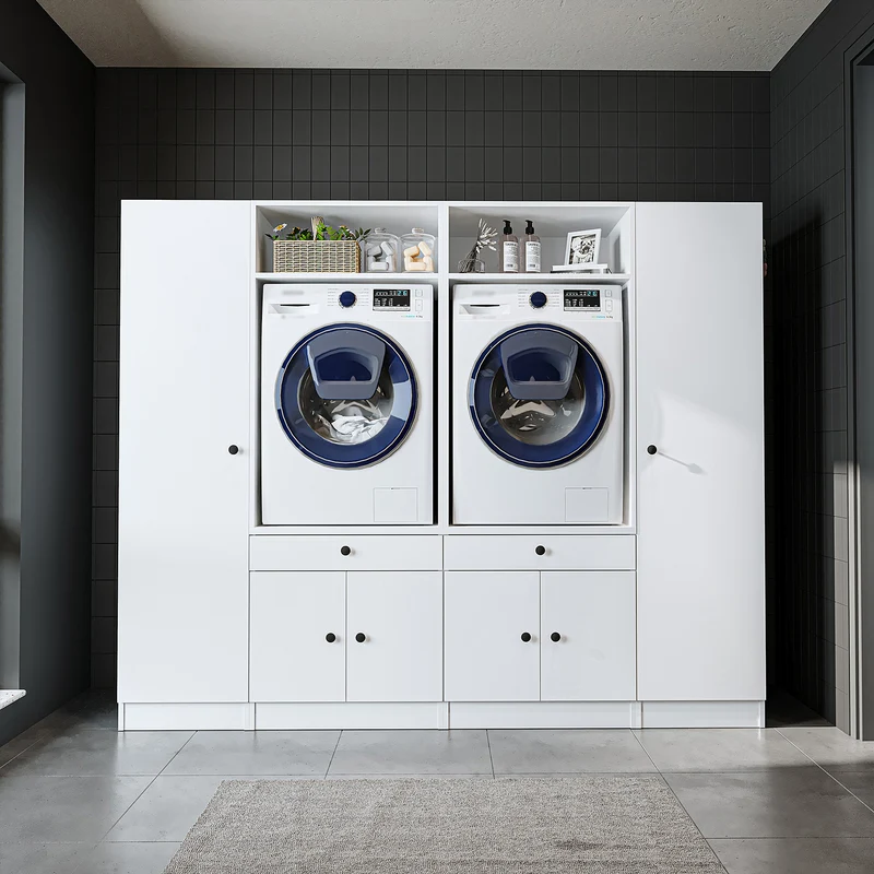 Roomart Waschmaschinenschrank SERIE 1, 224 cm, Schrankwand für zwei Geräte, in 3 Farben