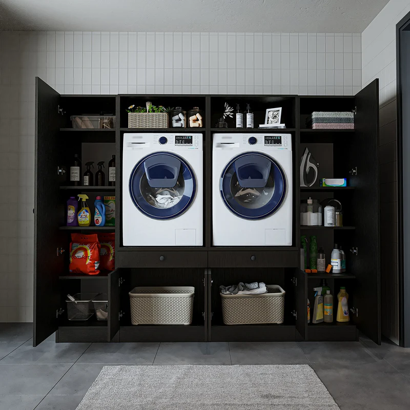 Roomart Waschmaschinenschrank SERIE 1, 224 cm, Schrankwand für zwei Geräte, in 3 Farben