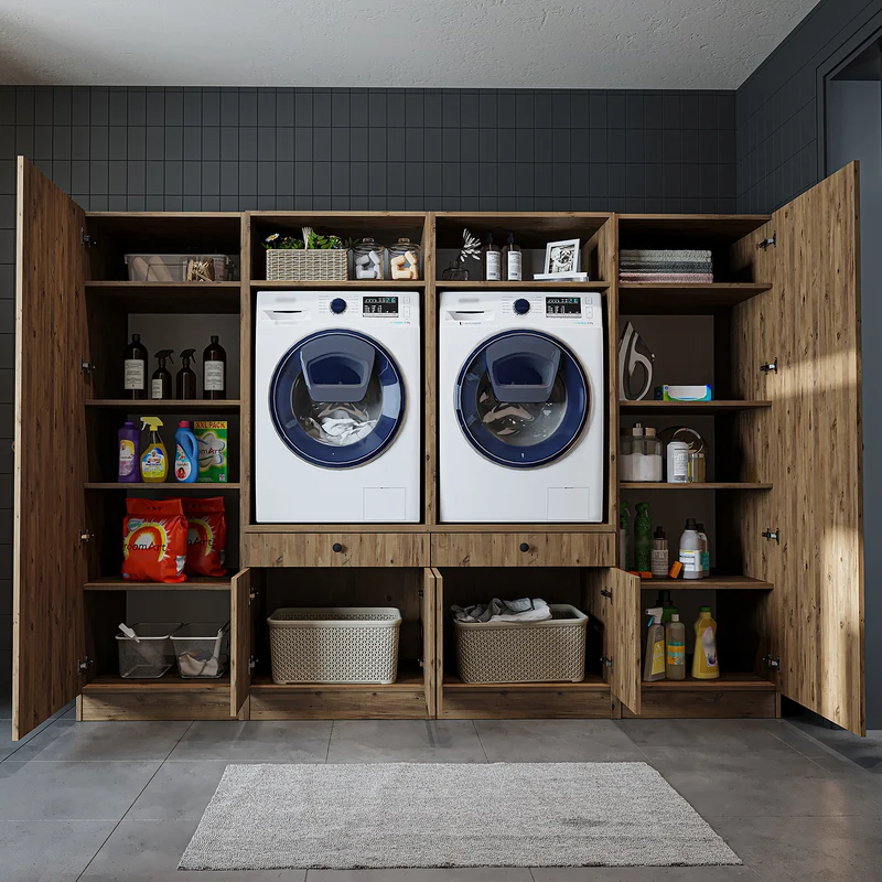 Roomart Waschmaschinenschrank SERIE 1, 254 cm, Schrankwand mit 2 Hochschränken, in 3 Farben