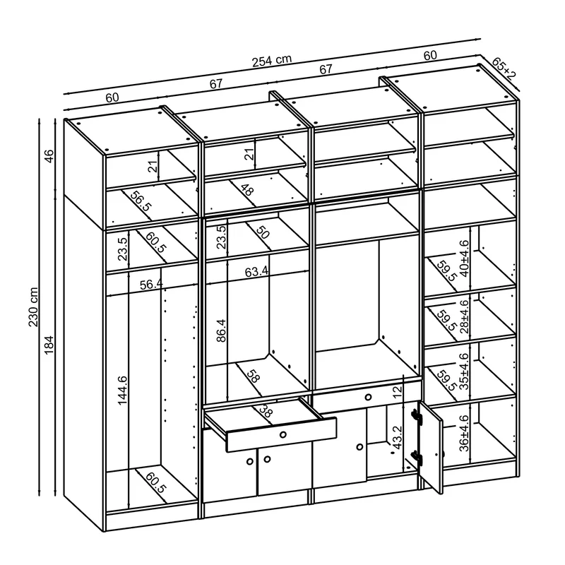 Roomart Waschmaschinenschrank SERIE 1, 254 cm, Schrankwand mit 2 Hochschränken, in 3 Farben