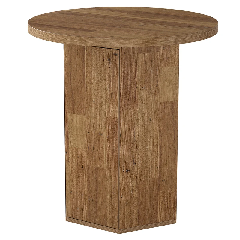 Tribesigns Bartisch Rund 80 cm mit Stauraum, Hoher Stehtisch mit integriertem Schrank im Landhausstil