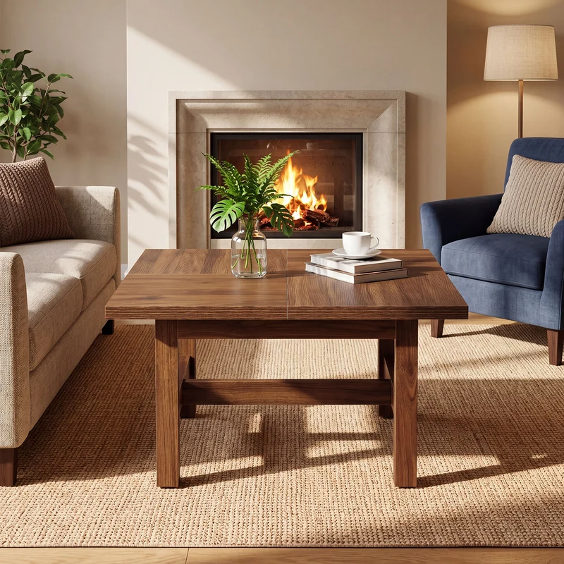 Tribesigns Quadratischer Couchtisch 79 cm, Wohnzimmertisch mit stabilen Beinen & großer Tischplatte