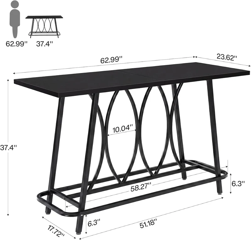 Tribesigns 160 cm Konsolentisch im modernen Landhausstil, schmaler Flurtisch mit Metallgestell