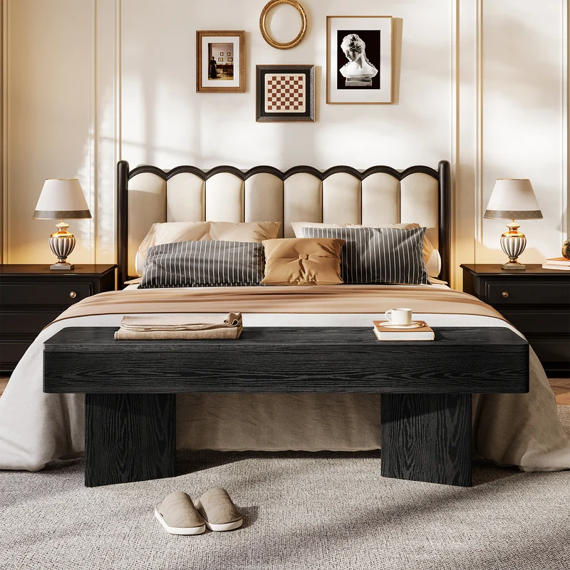 Tribesigns Sitzbank Schwarz 120 cm, Moderne Flurbank für Eingangsbereich, Schlafzimmer & Esszimmer
