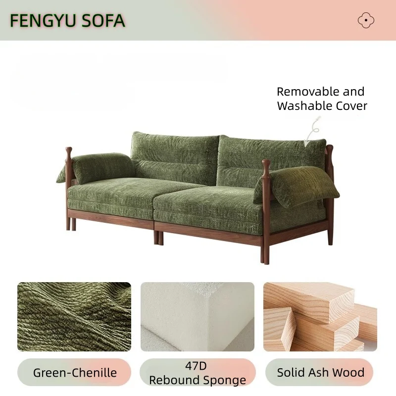 FENGYU Ausziehsofa mit Rahmen aus massiver Esche