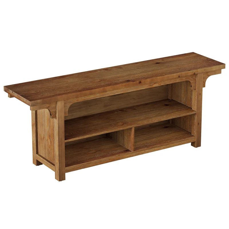 Tribesigns 160 cm TV-Lowboard aus Massivholz, TV-Schrank für 55–70 Zoll Fernseher mit 3 offenen Fächern