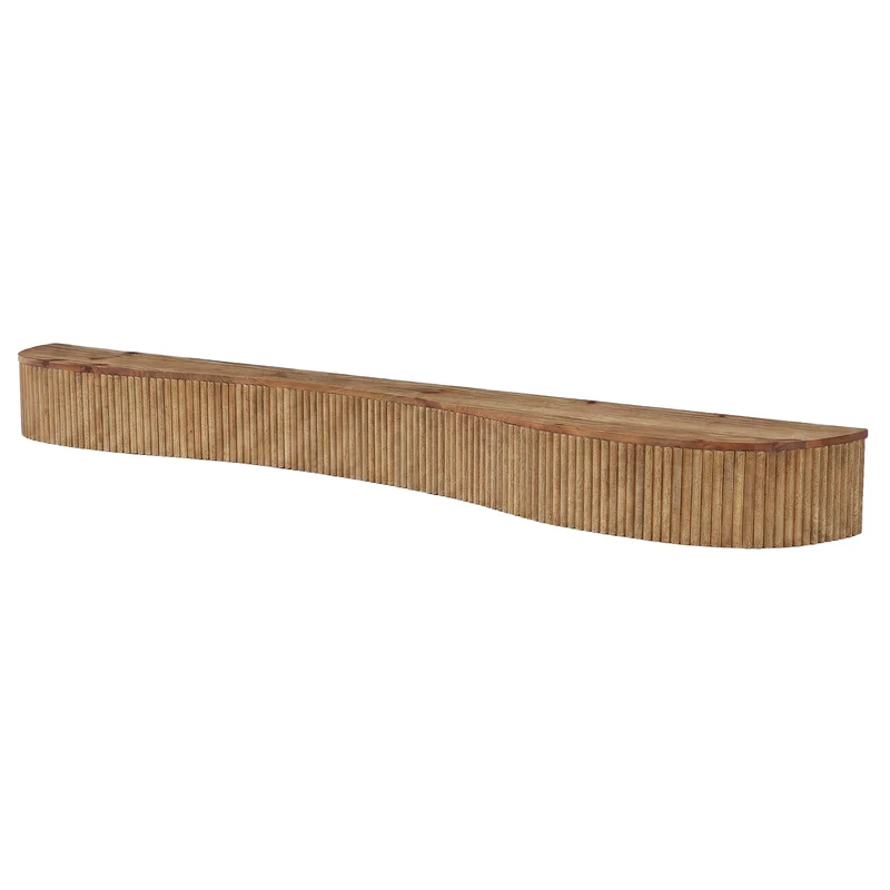 Tribesigns Floating Mantel Shelf aus Massivholz 180 cm, Kaminregal mit Geriffeltem Design