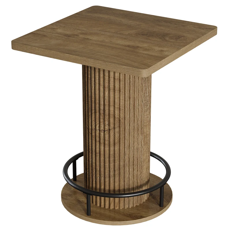 Tribesigns Bartisch 70 × 70 cm, Quadratischer Stehtisch mit Metall-Fußstütze im Vintage-Landhausstil