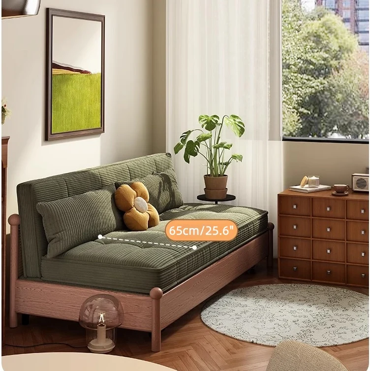 Schlafsofa mit Metallrahmen, Cordbezug und Stauraum darunter