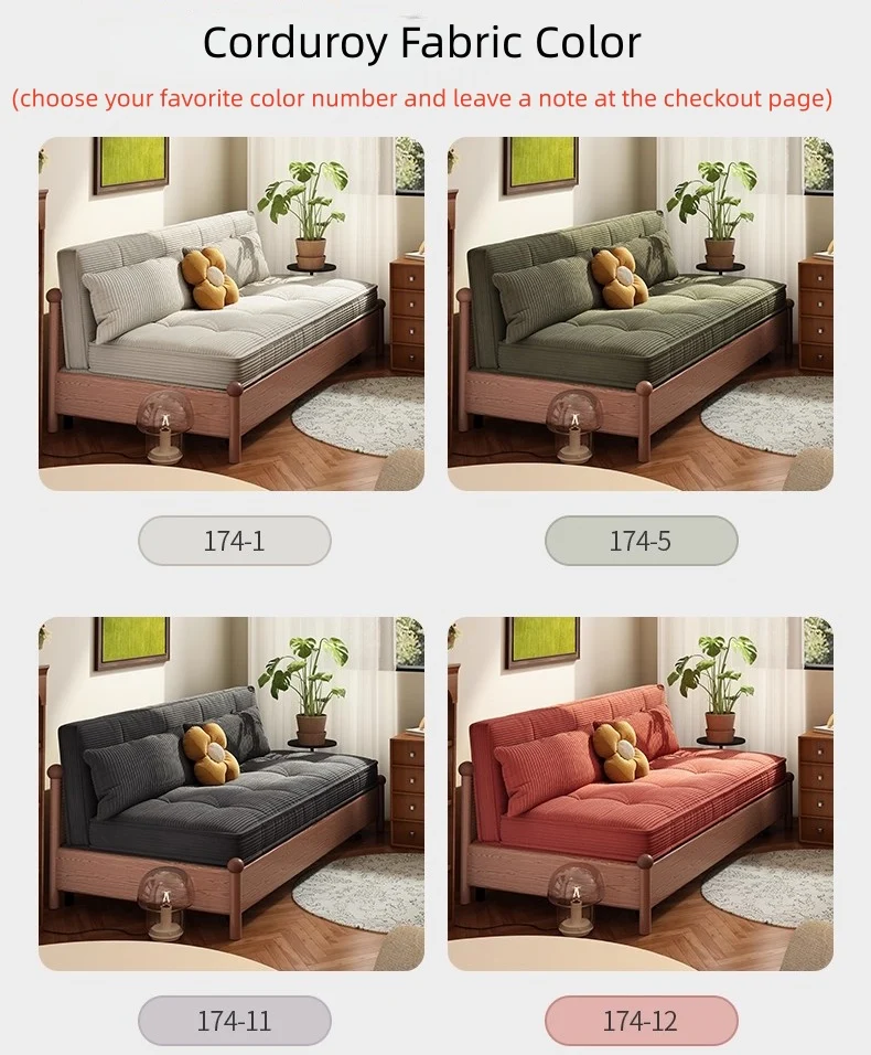 Schlafsofa mit Metallrahmen, Cordbezug und Stauraum darunter