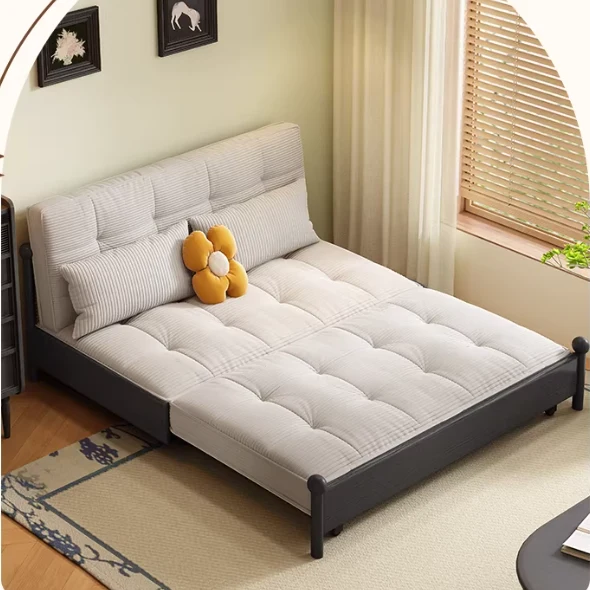 Schlafsofa mit Metallrahmen, Cordbezug und Stauraum darunter