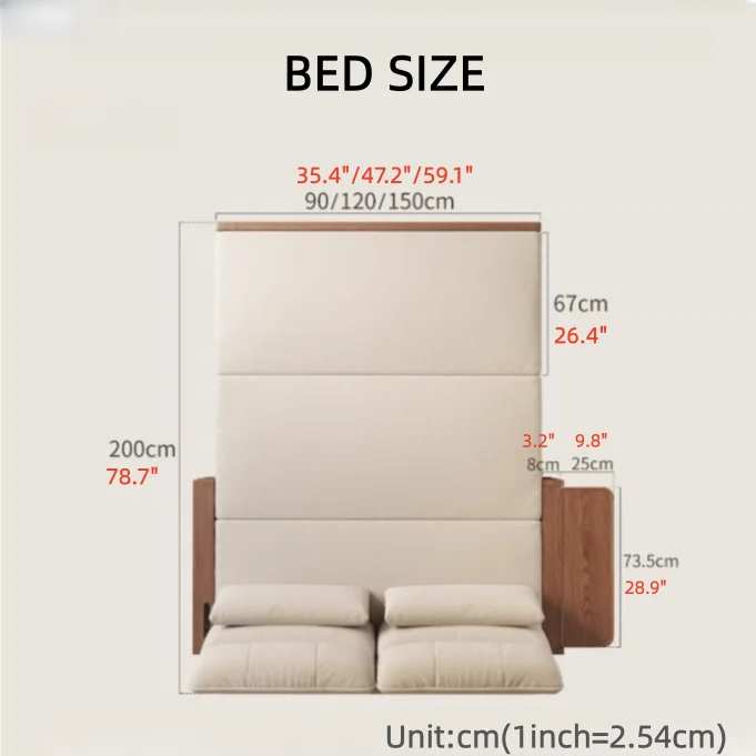 Schlafsofa mit Massivholz-Metallrahmen und verstecktem Stauraum