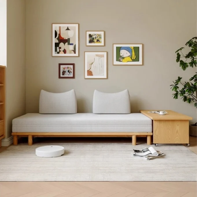 Tatami-Schlafsofa mit Massivholzrahmen und Tumbler-Rückenkissen