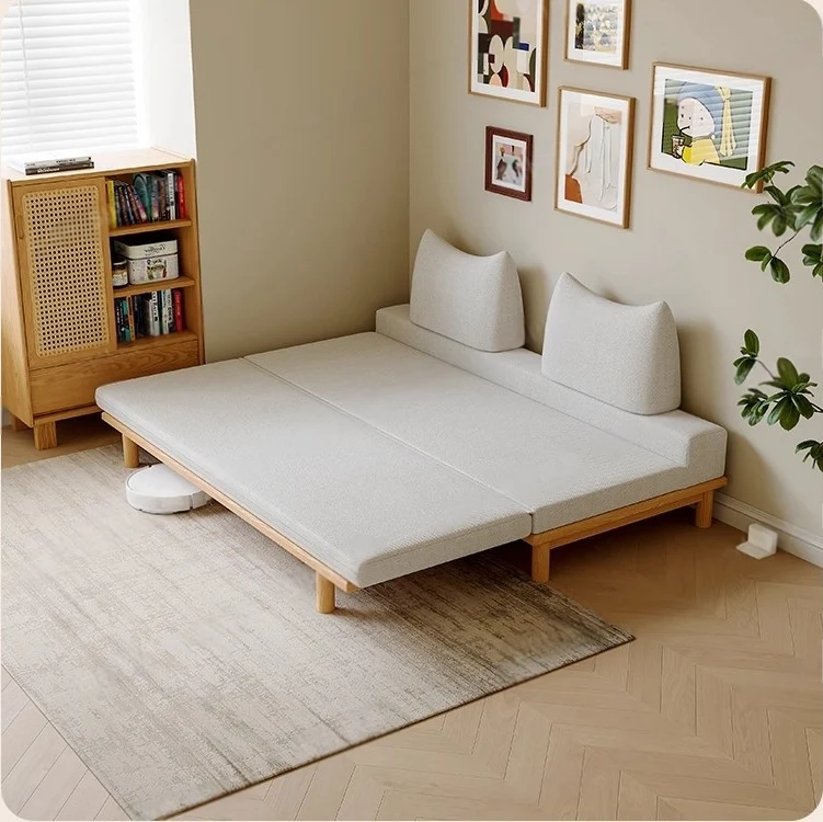 Tatami-Schlafsofa mit Massivholzrahmen und Tumbler-Rückenkissen