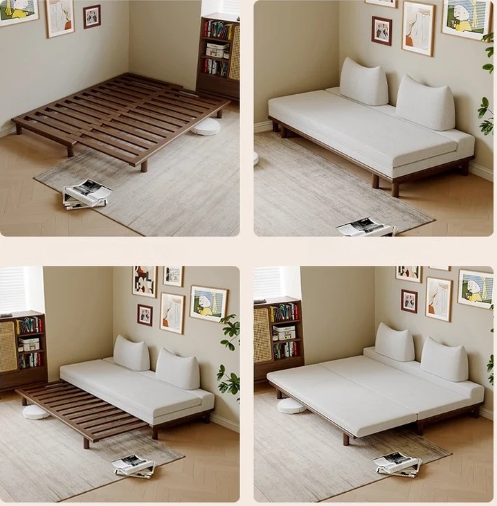 Tatami-Schlafsofa mit Massivholzrahmen und Tumbler-Rückenkissen