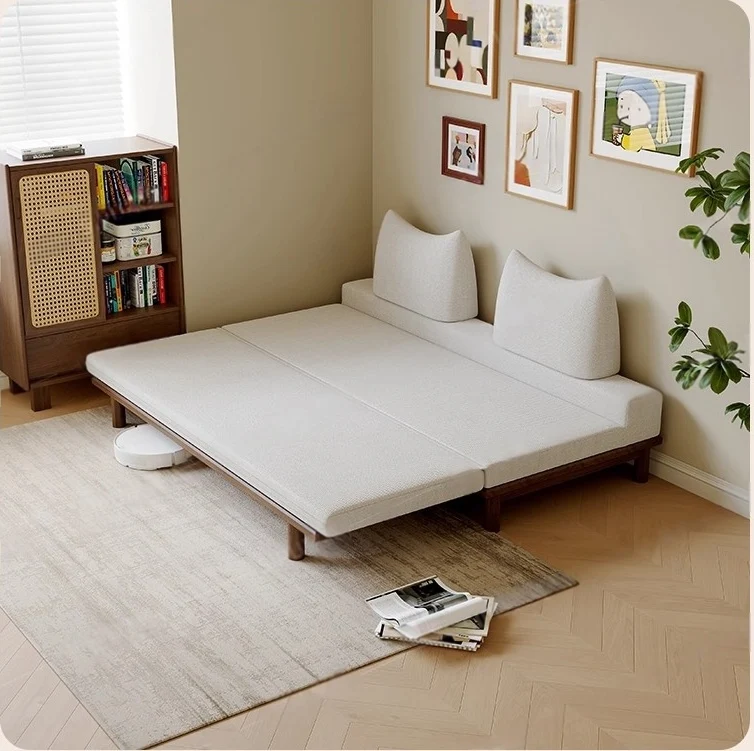 Tatami-Schlafsofa mit Massivholzrahmen und Tumbler-Rückenkissen