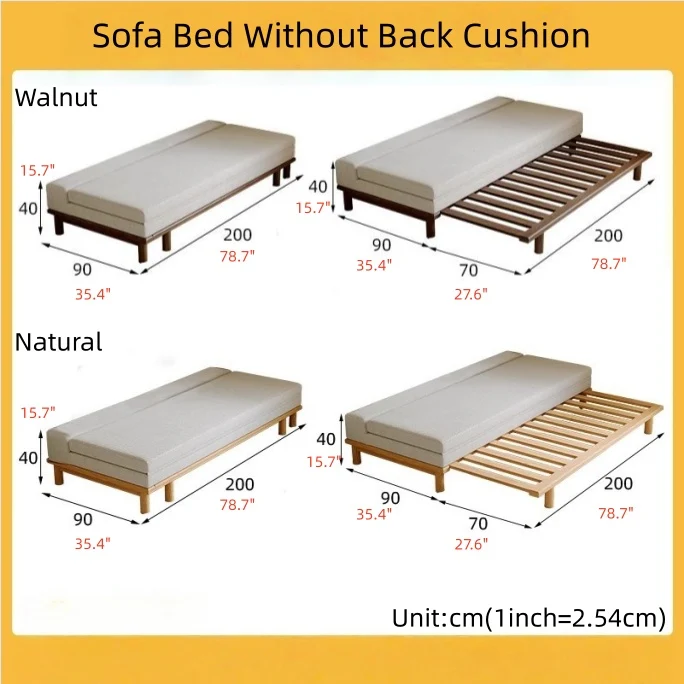 Tatami-Schlafsofa mit Massivholzrahmen und Tumbler-Rückenkissen
