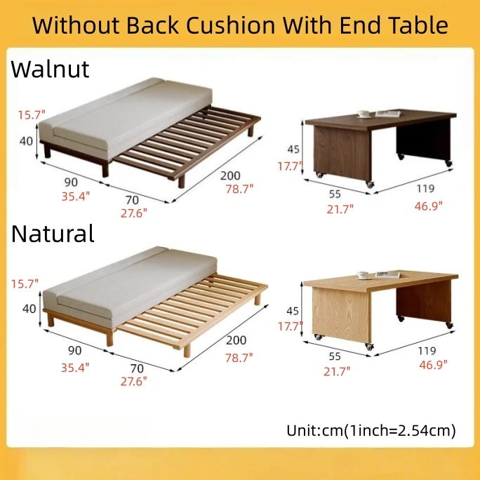 Tatami-Schlafsofa mit Massivholzrahmen und Tumbler-Rückenkissen