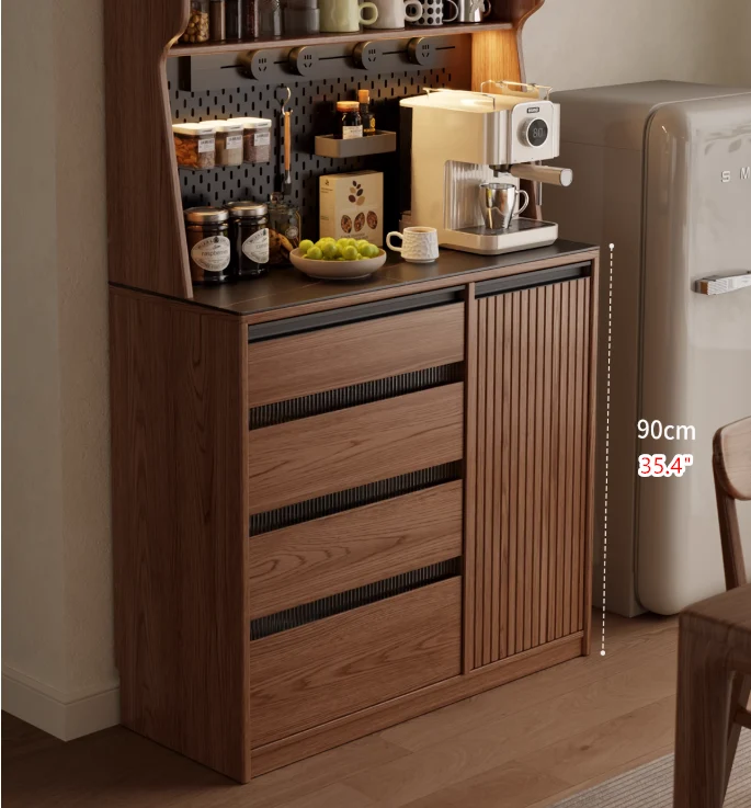 Kaffeebarschrank aus Massivholz mit Stecktafel-Organizer und reichlich Stauraum