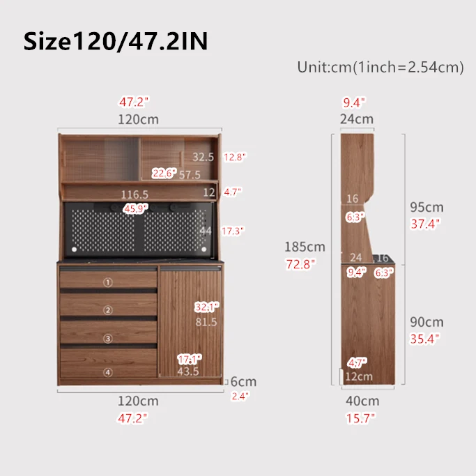 Kaffeebarschrank aus Massivholz mit Stecktafel-Organizer und reichlich Stauraum