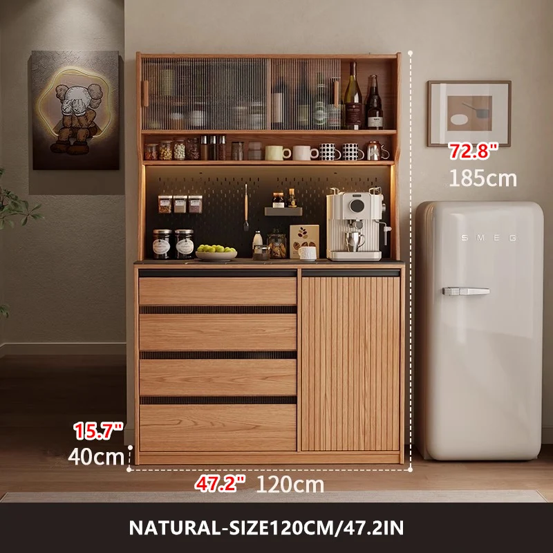 Kaffeebarschrank aus Massivholz mit Stecktafel-Organizer und reichlich Stauraum