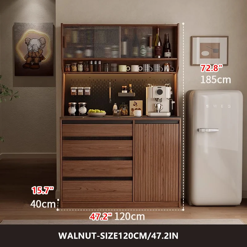 Kaffeebarschrank aus Massivholz mit Stecktafel-Organizer und reichlich Stauraum