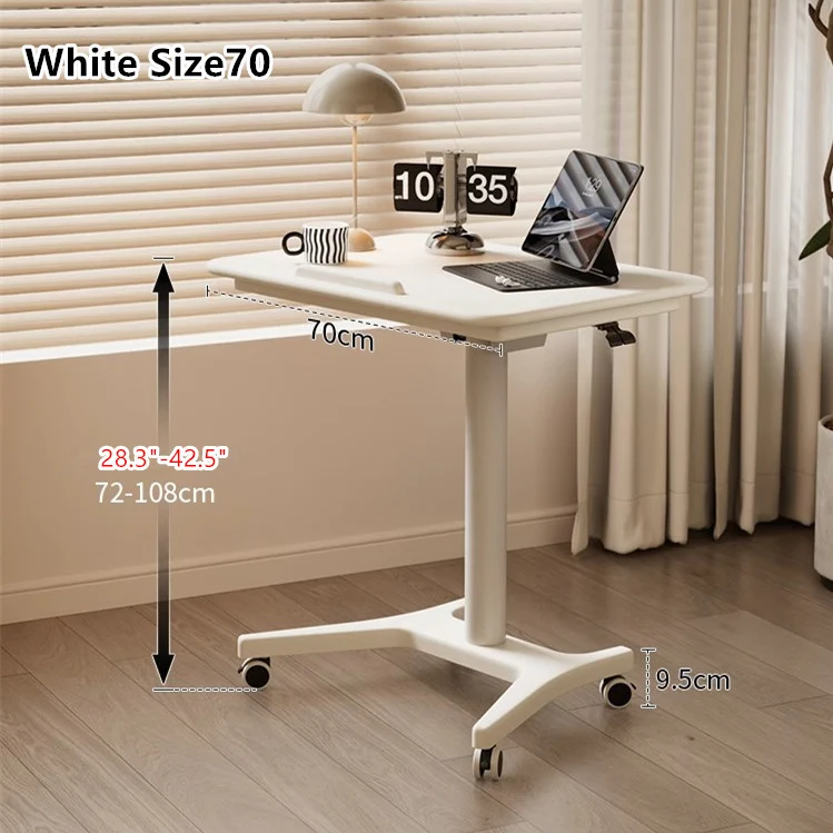 Anhebbarer und verstellbarer Laptop-Schreibtisch aus Massivholz mit Universalrädern