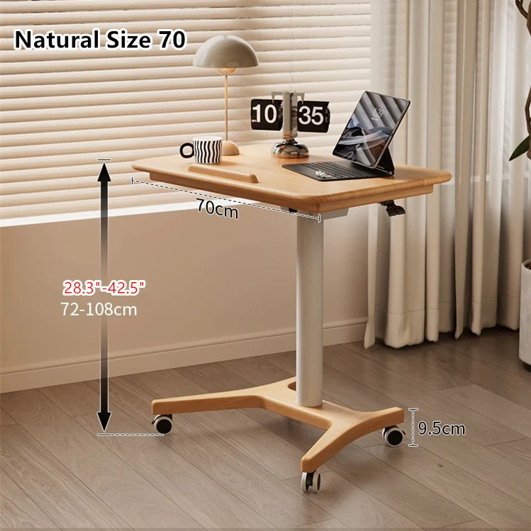 Anhebbarer und verstellbarer Laptop-Schreibtisch aus Massivholz mit Universalrädern