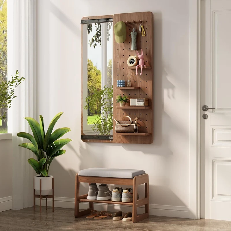 Ganzkörperspiegel zur Wandmontage mit Stecktafel-Organizer