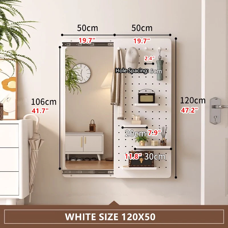 Ganzkörperspiegel zur Wandmontage mit Stecktafel-Organizer