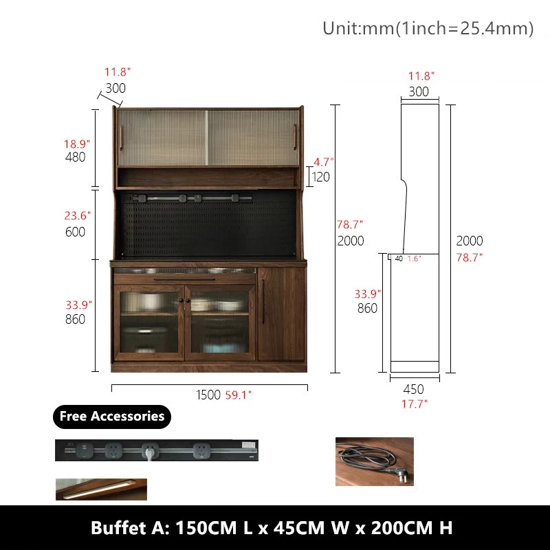 Sideboard-Schrank aus nordamerikanischem Walnussholz