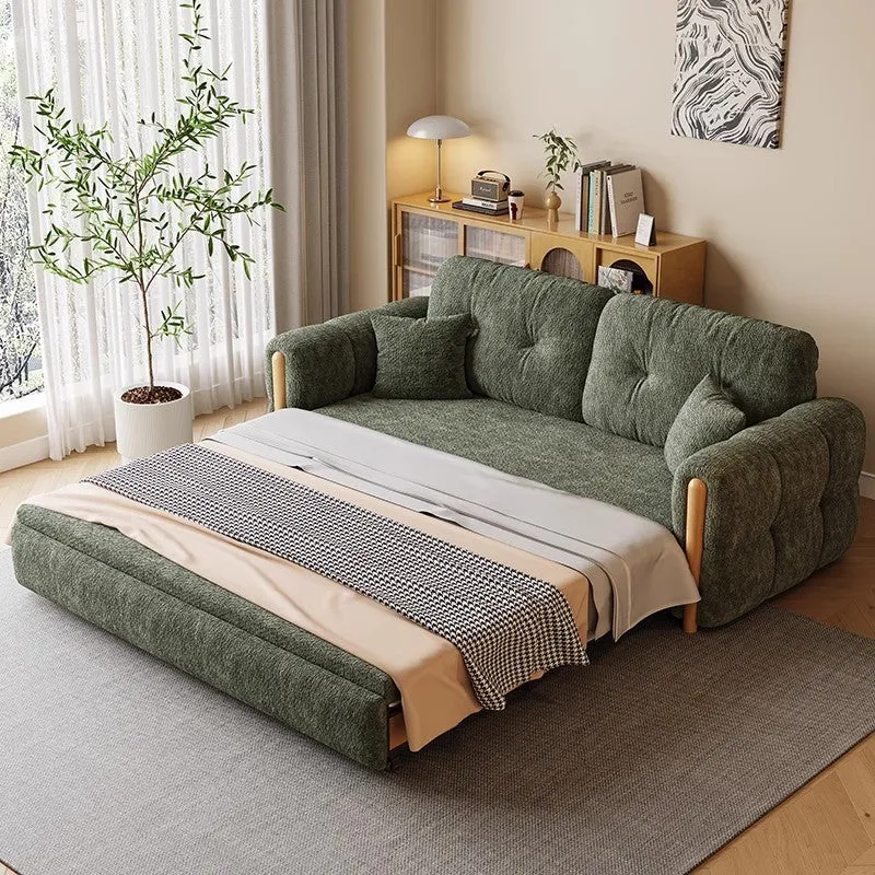 3-in-1-Schlafsofa aus Chenille-Stoff mit elektrisch verstellbarem Couchtisch