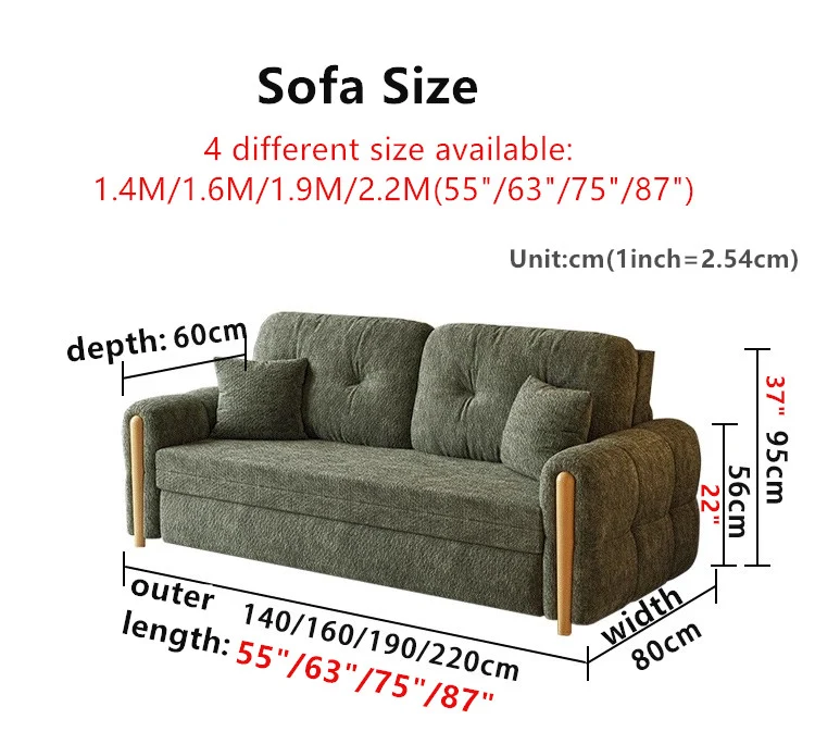 3-in-1-Schlafsofa aus Chenille-Stoff mit elektrisch verstellbarem Couchtisch